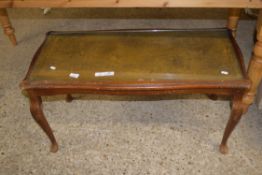 LEATHER TOPPED COFFEE TABLE, APPROX 93 X 44CM