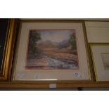 FRAMED PASTEL SIGNED JO WATERS, TITLED VERSO "MOUNTAIN STREAM", APPROX 30 X 33CM