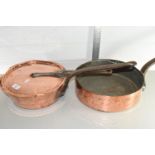 TWO VINTAGE COPPER COOKING PANS