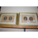 FRAMED SET OF FOUR PRINTS OF 18TH CENTURY CHARACTERS, EACH FRAME APPROX WIDTH 29CM