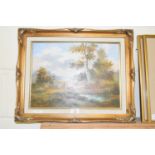 OIL ON BOARD OF PHEASANTS IN LANDSCAPE, INDISTINCT SIGNATURE, IN GILT FRAME, APPROX 29 X 39CM