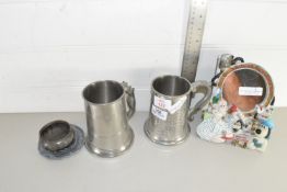 QTY OF DECORATIVE METAL TANKARDS ETC