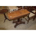 19TH CENTURY FOLD-TOP CARD TABLE, WIDTH APPROX 91CM