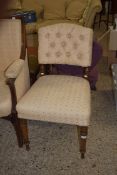 19TH CENTURY UPHOLSTERED BEDROOM CHAIR, WIDTH APPROX 50CM