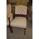 19TH CENTURY UPHOLSTERED BEDROOM CHAIR, WIDTH APPROX 50CM