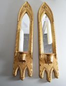 TWO MODERN GILT PAINTED DECORATIVE CANDLE SCONCES