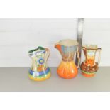 THREE VARIOUS HAND DECORATED DECO VASES BY MYOTT, WADE HEATH