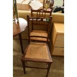 TWO CANE SEATED BEDROOM CHAIRS