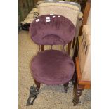 VICTORIAN UPHOLSTERED BEDROOM CHAIR, HEIGHT APPROX 73CM