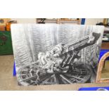 VERY LARGE MOUNTED SCI-FI PRINT, WIDTH APPROX 165CM