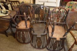 SET OF SIX WHEEL BACK DINING CHAIRS