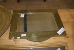 BRASS FRAMED MIRROR, WIDTH APPROX 53CM