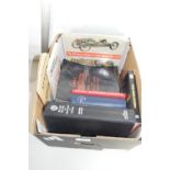 BOX CONTAINING QTY OF VARIOUS TRANSPORT INTEREST BOOKS INCLUDING RAC GUIDE BOOKS, MINI TUNING