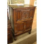 REPRODUCTION CARVED DROP FRONT COCKTAIL CABINET, WIDTH APPROX 80CM