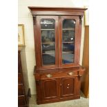 EARLY 20TH CENTURY CUPBOARD WITH GLAZED BOOKCASE ABOVE, WIDTH APPROX 104CM MAX