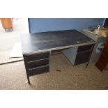 VINTAGE TWIN PEDESTAL OFFICE DESK, WIDTH APPROX 140CM