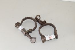 19TH CENTURY PAIR OF HANDCUFFS