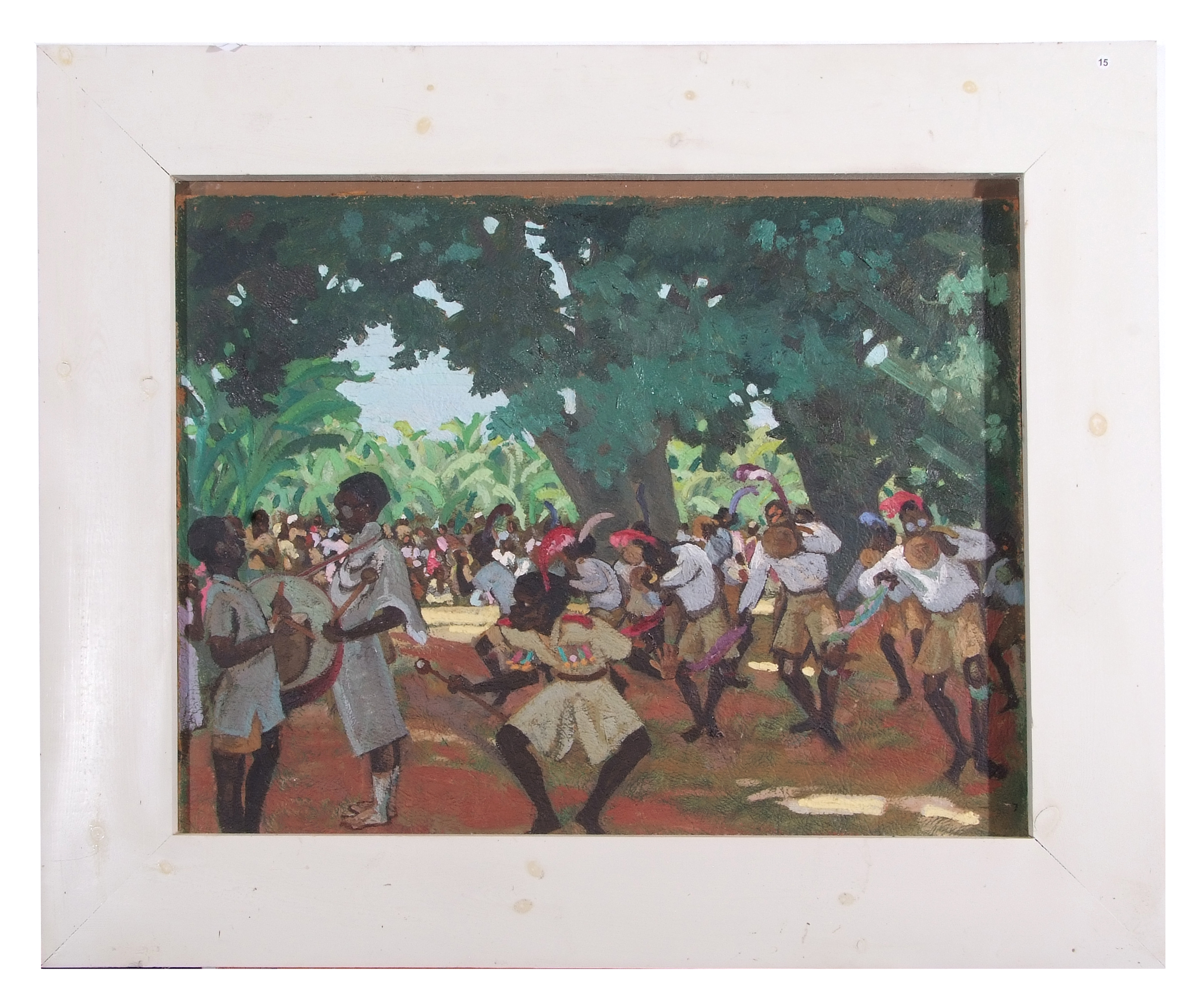 Contemporary unidentified artist, African dancers , Oil on board, unsigned , 18 x 23.5ins.
