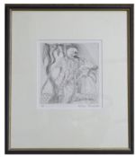 An abstract figure, mid-late 20th century, , Pencil, pen on paper, indistinctly signed, 8 x 7ins.