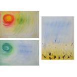 Sarah Cannell, Contemporary, set of three abstract compositions, Mixed media on canvas