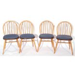 Set of four Ercol bentwood and stickback dining chairs