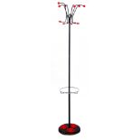 Hago 1960s coat and hat stand featuring atomic ball ends to arms, cast metal base