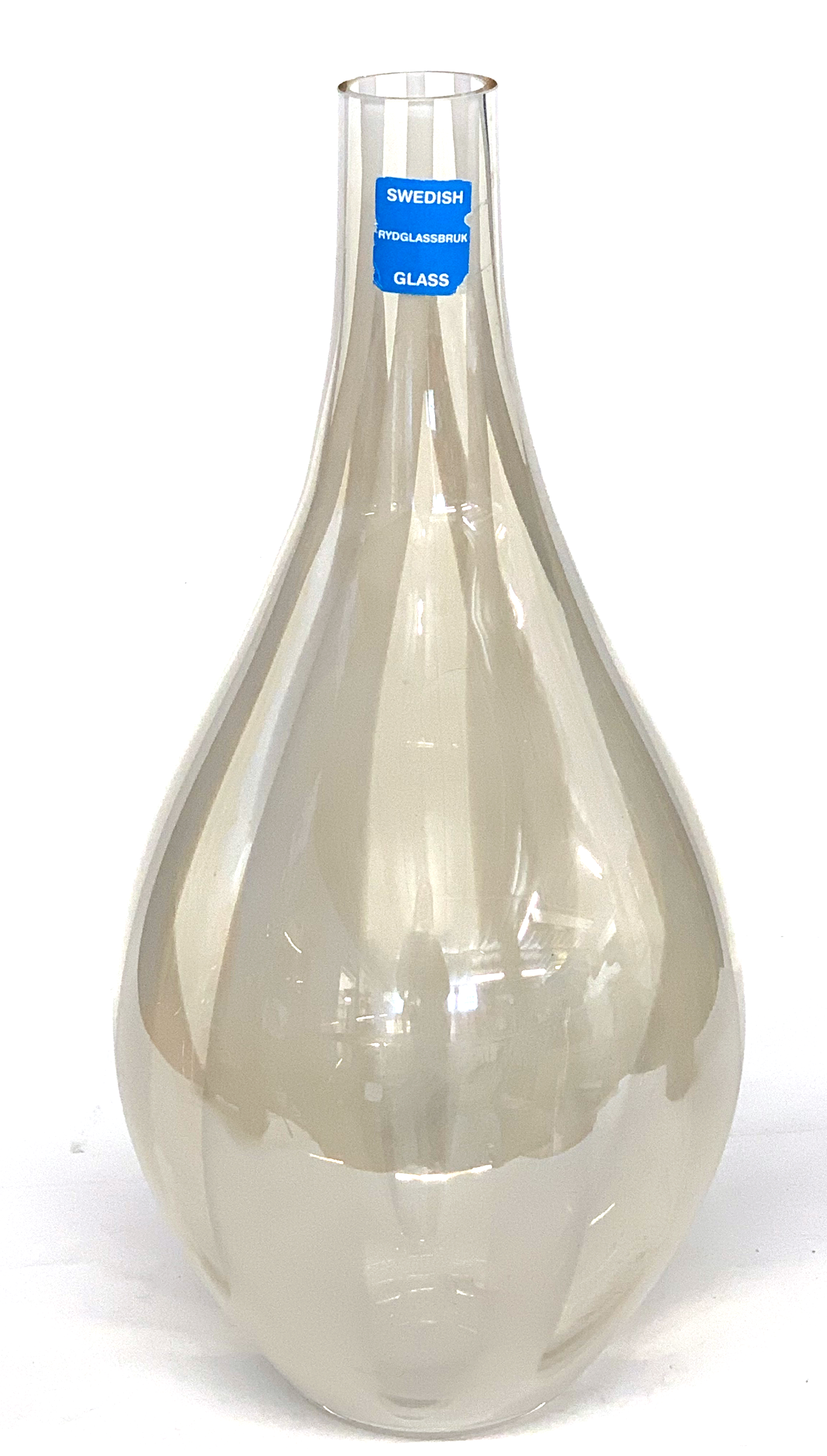 Large baluster Swedish Art glass with a streaked white design, 53cm high - Image 2 of 2