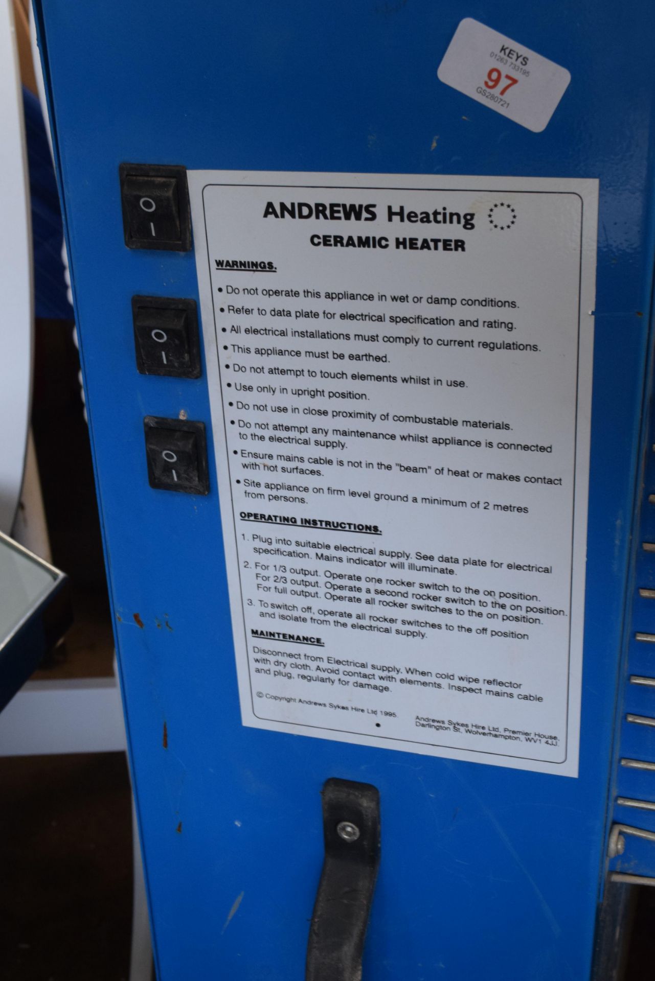 110V ANDREWS CERAMIC HEATER - Bild 2 aus 2