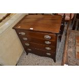 19TH CENTURY MAHOGANY FOUR DRAWER CHEST WITH OVAL BRASS PLATE HANDLES, 63CM WIDE X 71CM WIDE