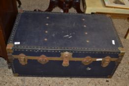 VINTAGE METAL BOUND CABIN TRUNK, 90CM WIDE