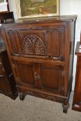 REPRODUCTION CARVED DROP FRONT COCKTAIL CABINET, WIDTH APPROX 80CM