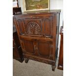 REPRODUCTION CARVED DROP FRONT COCKTAIL CABINET, WIDTH APPROX 80CM