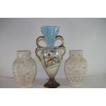 MIXED LOT COMPRISING 20TH CENTURY PLASTER DECORATED VASES, MODERN LUSTRE VASE