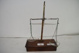 VINTAGE CHEMISTS BEAM SCALES WITH GLASS PANS