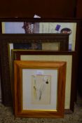 MIXED LOT: ASSORTED PICTURES TO INCLUDE NEEDLEWORK STUDY OF FLOWERS, TWO SHIPPING PRINTS OF