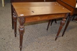 LATE VICTORIAN MAHOGANY AND WALNUT SIDE TABLE WITH REVOLVING TOP, THE INTERIOR PAINTED WITH A