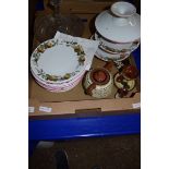 MIXED LOT: DEVON WARE TEA POT AND CANDLESTICKS TOGETHER WITH A QTY OF BROWN WESTHEAD & MOORE