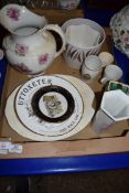 QTY OF VARIOUS CERAMICS INCLUDING FLORAL DECORATED WATER JUG ETC