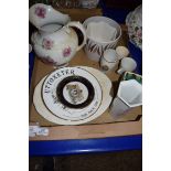QTY OF VARIOUS CERAMICS INCLUDING FLORAL DECORATED WATER JUG ETC