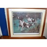 JOHN TRICKETT, COLOURED PRINT, TWO SPANIELS, LTD ED 68/500, SIGNED LOWER RIGHT, IMAGE SIZE 48 X