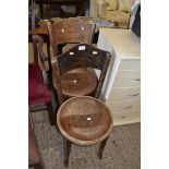 TWO THONET STYLE BENTWOOD CIRCULAR SEAT CAFÉ CHAIRS