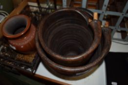 PAIR OF MODERN BROWN GLAZED CERAMIC ART POTTERY VASES