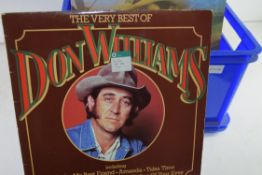 BOX OF RECORDS TO INCLUDE DON WILLIAMS, THE CARPENTERS, ABBA, NEIL SEDAKA AND VARIOUS OTHERS