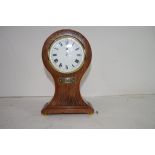 EDWARDIAN OAK CASED BALLOON MANTEL CLOCK BEARING RETAILER'S NAME FOR SALISBURY & SONS OF GUILDFORD