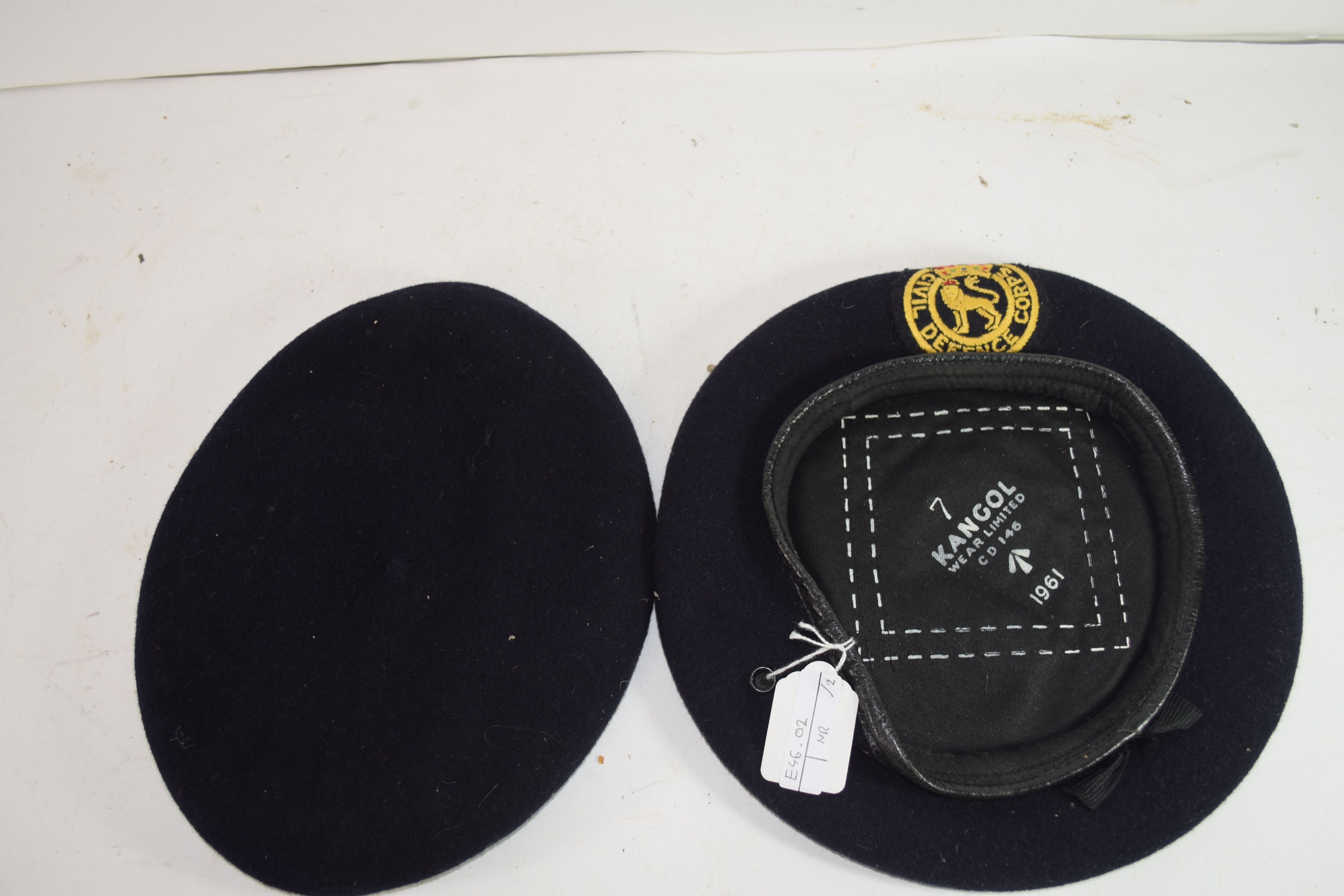 VINTAGE CIVIL DEFENCE CORPS BERET AND ONE OTHER