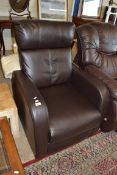 MODERN BROWN LEATHER RECLINER CHAIR, 73CM WIDE