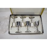 CASE OF SIX SMALL SILVER PLATED GOBLETS