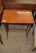 SINGLE MAHOGANY OCCASIONAL TABLE OF RECTANGULAR FORM RAISED ON CIRCULAR LEGS, 70CM WIDE, 56CM HIGH