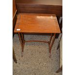 SINGLE MAHOGANY OCCASIONAL TABLE OF RECTANGULAR FORM RAISED ON CIRCULAR LEGS, 70CM WIDE, 56CM HIGH