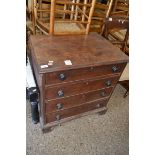 19TH CENTURY CHEST OF DRAWERS RAISED ON BRACKET FEET, WIDTH APPROX 70CM